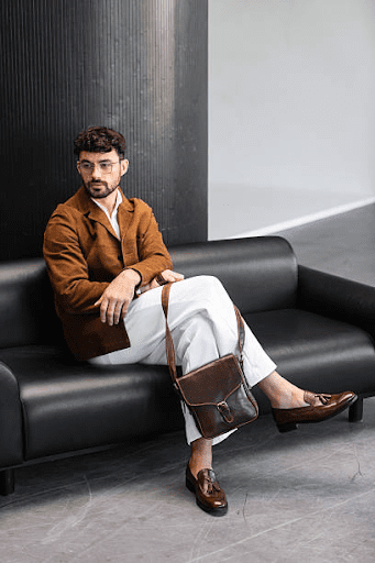 Vintage tufted corduroy sofa